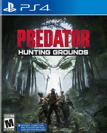 Predator: Hunting Grounds – PlayStation 4 (PS4) video game cover image, asymmetrical multiplayer shooter.