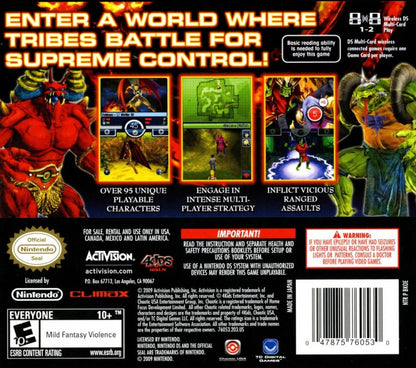 Chaotic Shadow Warriors Nintendo DS for action fighting video game fans featuring martial arts combat Chaotic creatures elemental powers story driven missions multiplayer battles motion controls fantasy adventure animated series characters collectible gaming appeal back cover art
