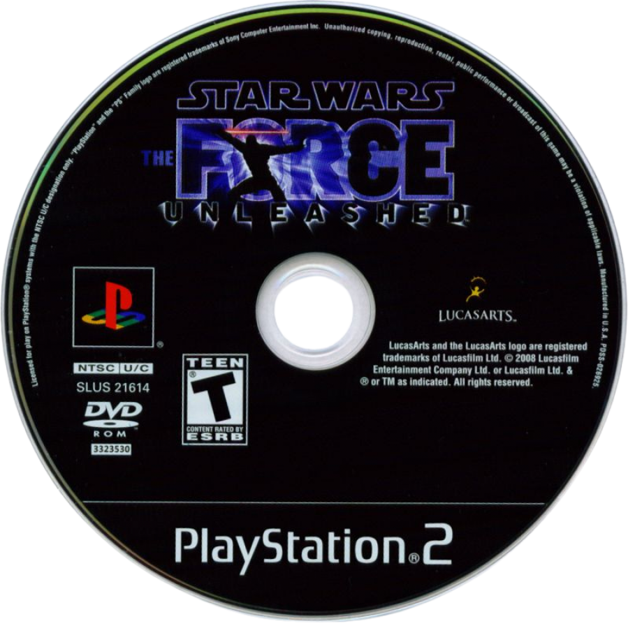 Star Wars: The Force Unleashed – PlayStation 2 (PS2) video game disc, action-adventure lightsaber combat.
