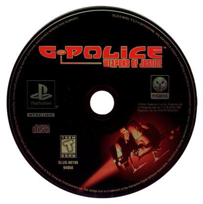 G-Police: Weapons of Justice retro sci-fi flight combat action game for PlayStation 1 (PS1) disc