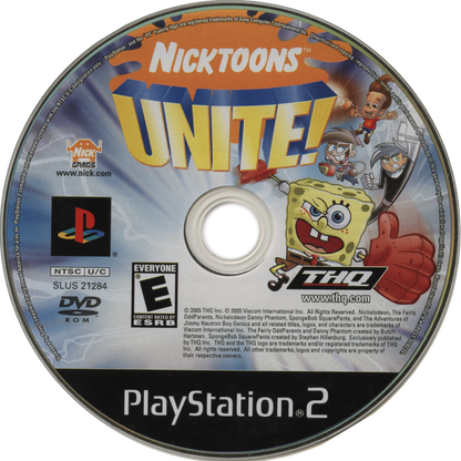 Nicktoons Unite – PlayStation 2 (PS2) video game disc, action-adventure crossover game.