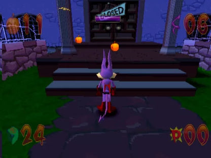 Jersey Devil PlayStation PS1 for action platforming video game fans featuring 3D platform adventure gameplay monster fighting puzzle solving spooky environments cartoon horror style visuals challenging levels unique character abilities classic PlayStation adventure collectible gaming appeal gameplay