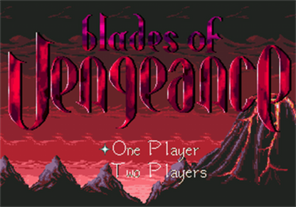 Blades of Vengeance Sega Genesis action hack and slash fantasy platformer with three characters warrior valkyrie sorceress side scrolling title screen 