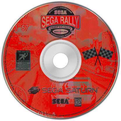 Sega Rally Championship Sega Saturn arcade racing game rally car off road driving realistic handling drifting mechanics time trial and championship modes Sega AM2 classic arcade port retro gaming Sega Saturn software video game title disc