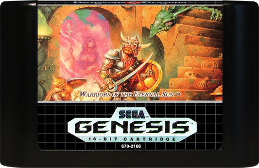 Dungeons and Dragons Warriors of the Eternal Sun Sega Genesis GEN for retro video game enthusiasts featuring classic role playing gameplay fantasy adventure turn based inspired combat dungeon exploration character progression epic quests and collectible gaming appeal cartridge