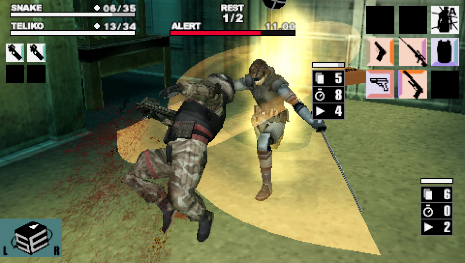 Metal Gear: Acid gameplay for PlayStation Portable (PSP) turn-based strategy action video game