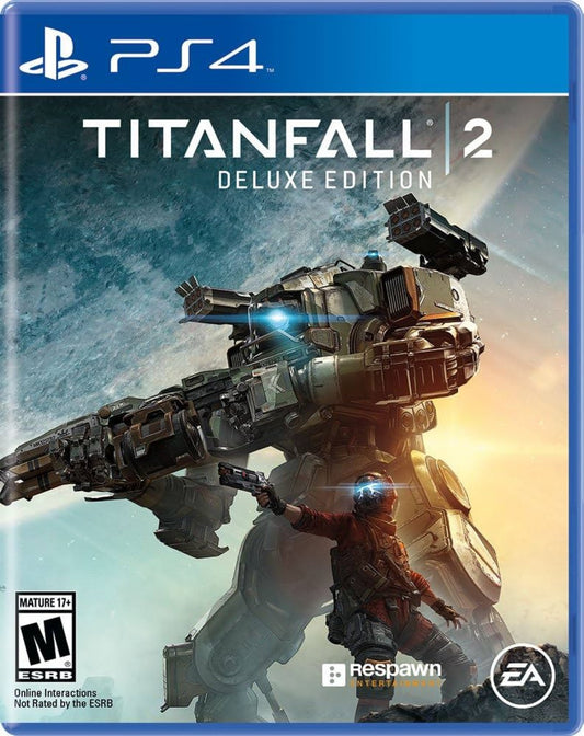 Titanfall 2 [Deluxe Edition] for PlayStation 4 (PS4) at Gamers INC, featuring the critically acclaimed sci-fi shooter that blends fluid wall-running pilot movement with devastating Titan combat, including a masterful single-player campaign, fast-paced multiplayer, and exclusive Deluxe Edition digital content like Prime Titan skins and Warpaints to dominate the Frontier in style front cover 