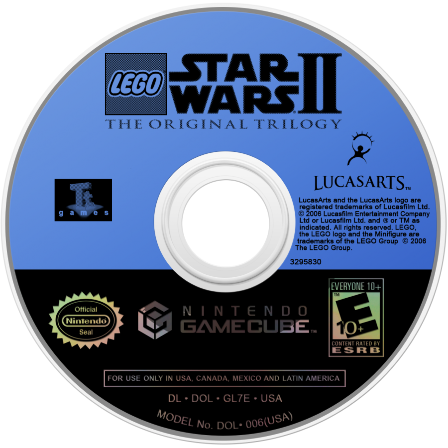 Lego Star Wars II: The Original Trilogy Player’s Choice for GameCube featuring classic Star Wars characters in family-friendly action gameplay disc