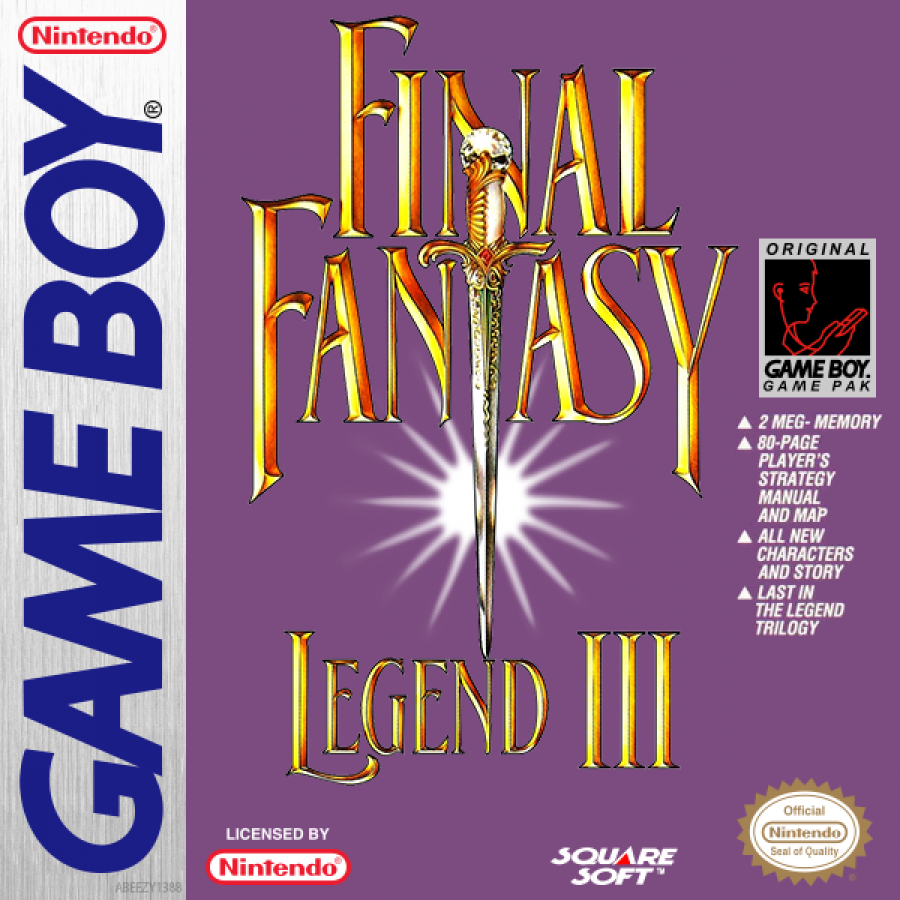 Final Fantasy Legend III Game Boy turn-based RPG SaGa series time travel story party system robot mutant human classes cover art