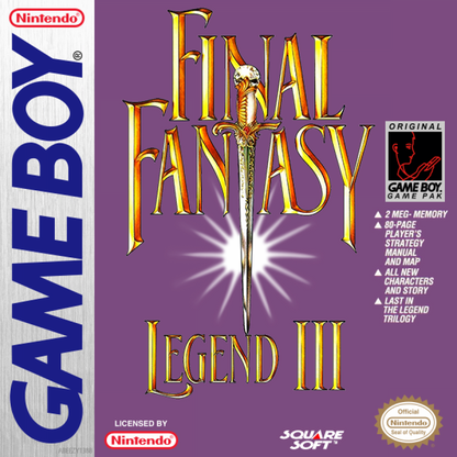 Final Fantasy Legend III Game Boy turn-based RPG SaGa series time travel story party system robot mutant human classes cover art