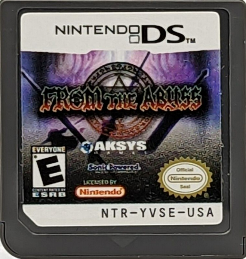 From the Abyss for the Nintendo DS featuring turn based RPG gameplay with dungeon exploration character progression and strategic battles in a fantasy adventure setting cartridge