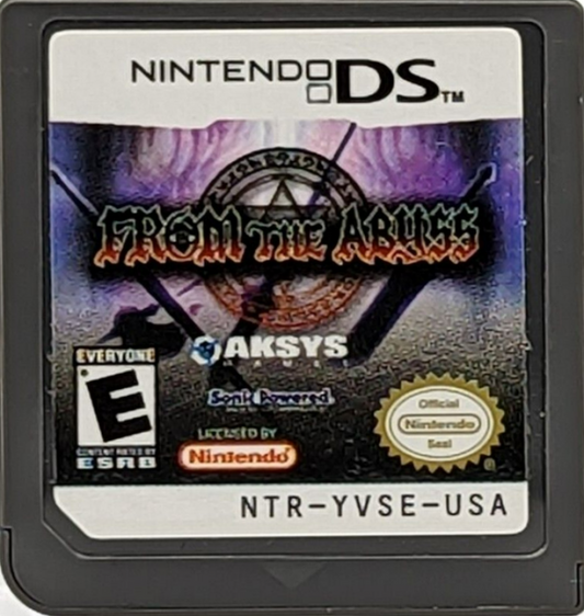 From the Abyss for the Nintendo DS featuring turn based RPG gameplay with dungeon exploration character progression and strategic battles in a fantasy adventure setting cartridge
