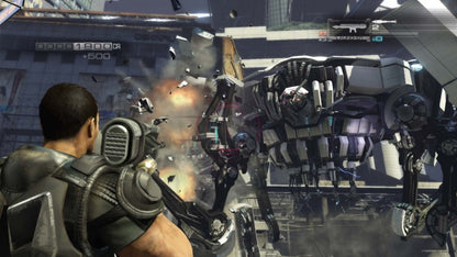 Binary Domain Xbox 360 third-person shooter squad-based sci-fi action video game with robot enemies and consequence-driven narrative gameplay screenshot