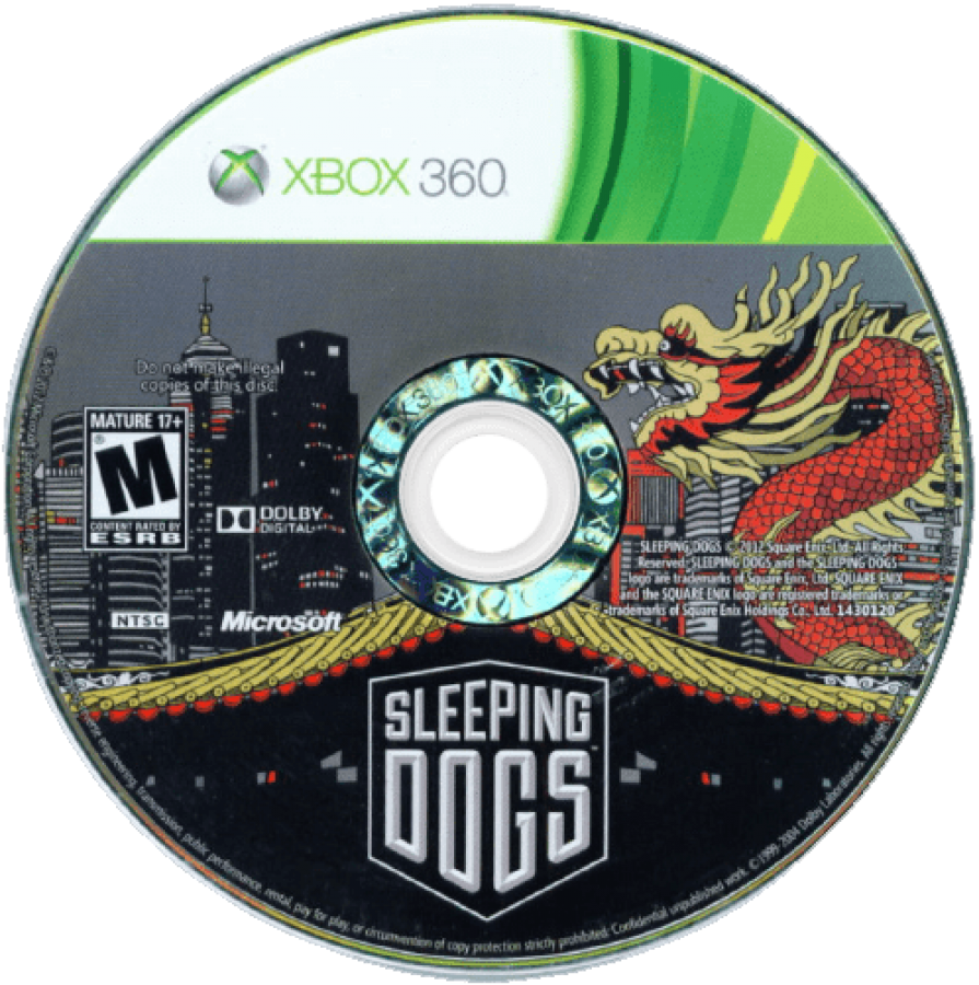 Sleeping Dogs disc for Xbox 360 (X360) open-world action-adventure crime video game