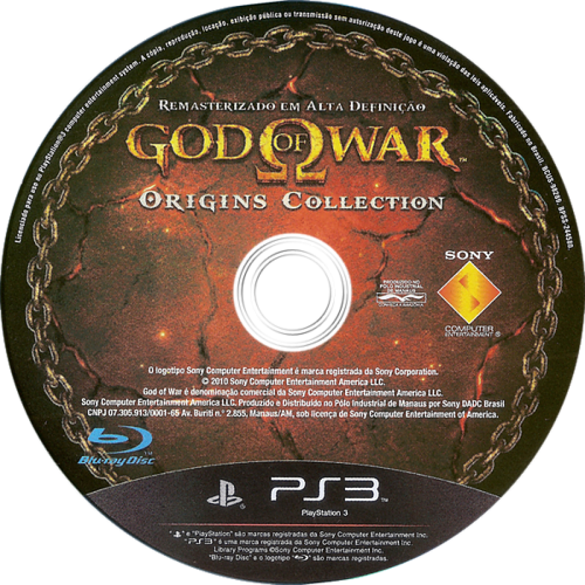 God of War Origins Collection disc cover art for PlayStation 3 (PS3) action video game.