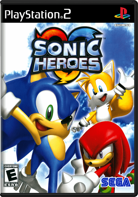 Sonic Heroes PS2 Sony PlayStation 2 3D platformer Sonic the Hedgehog team based gameplay speed power flight characters cooperative mechanics colorful action stages Sega retro gaming PlayStation 2 software video game title cover art