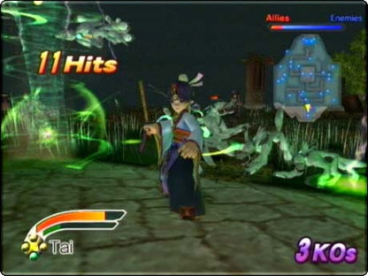 Mystic Heroes gameplay for GameCube game featuring hack-and-slash action gameplay with anime-style characters and fantasy combat 