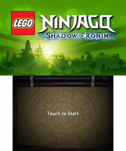 LEGO Ninjago: Shadow of Ronin start screen for Nintendo 3DS (3DS) action adventure video game