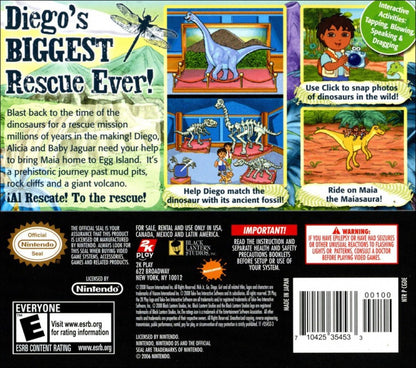 Go Diego Go! Great Dinosaur Rescue back cover art for Nintendo DS (DS) video game