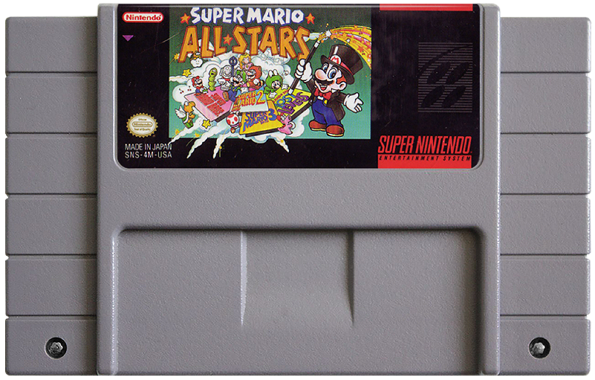 Super Mario All-Stars cartridge for Super Nintendo Entertainment System (SNES) retro video game