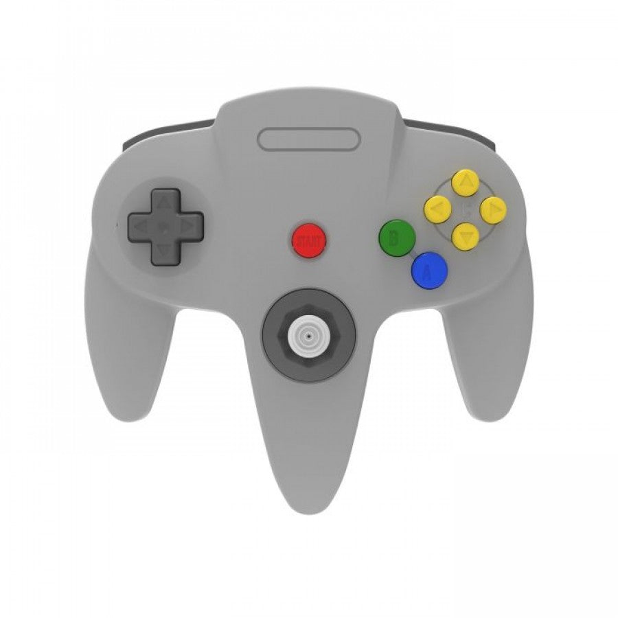 N64 Wireless 2.4GHz Controller for Nintendo 64 N64 Grey accessory featuring wireless 2.4GHz connectivity classic three prong controller design analog stick directional pad responsive buttons ergonomic grip and compatibility with supported Nintendo 64 games replacement gaming controller and retro gaming accessory appeal