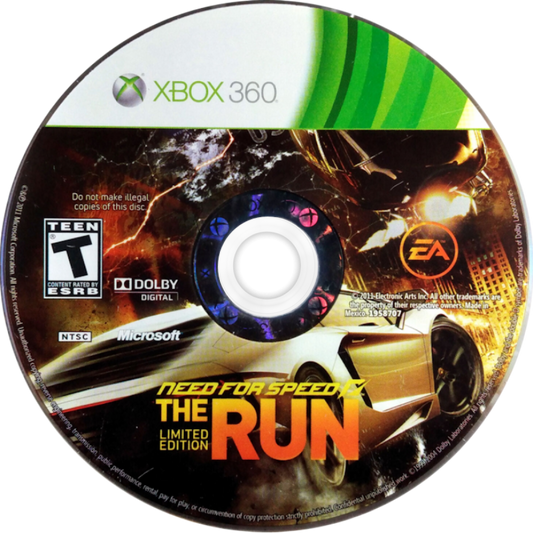 Need for Speed The Run Limited Edition Xbox 360 for racing video game fans featuring high speed cross country racing cinematic storyline exotic sports cars intense police chases vehicle customization quick time events multiplayer competition adrenaline fueled driving action collectible gaming appeal game disc