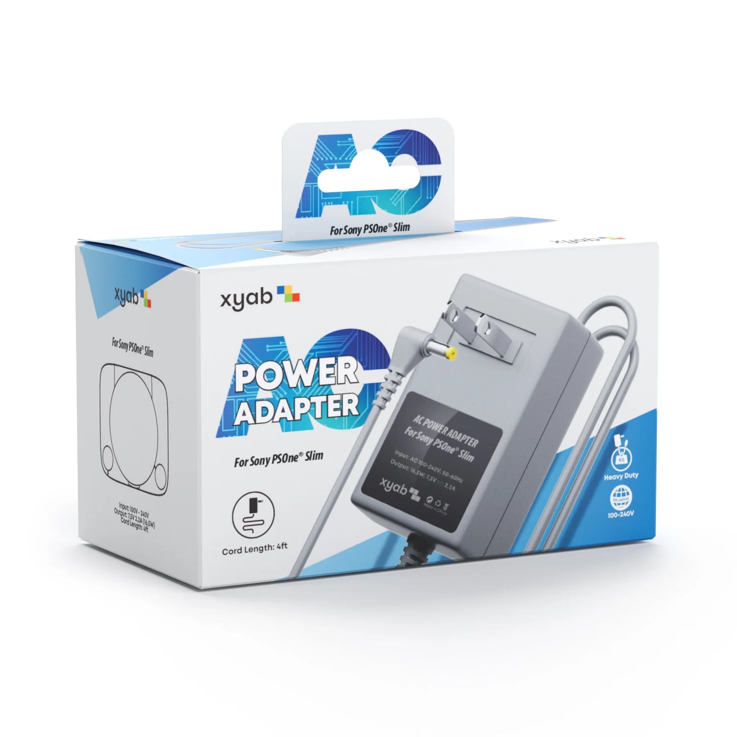 XYAB brand AC power adapter for the PS One Slim console with AC input and DC output for reliable power