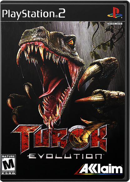Turok: Evolution – PlayStation 2 (PS2) video game cover image, first-person shooter.