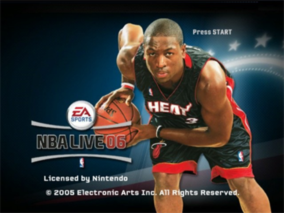 NBA Live 06 start screen for Nintendo GameCube (GC) basketball sports video game