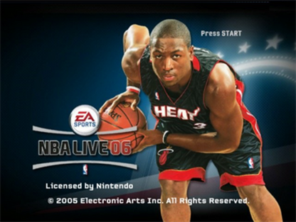 NBA Live 06 start screen for Nintendo GameCube (GC) basketball sports video game