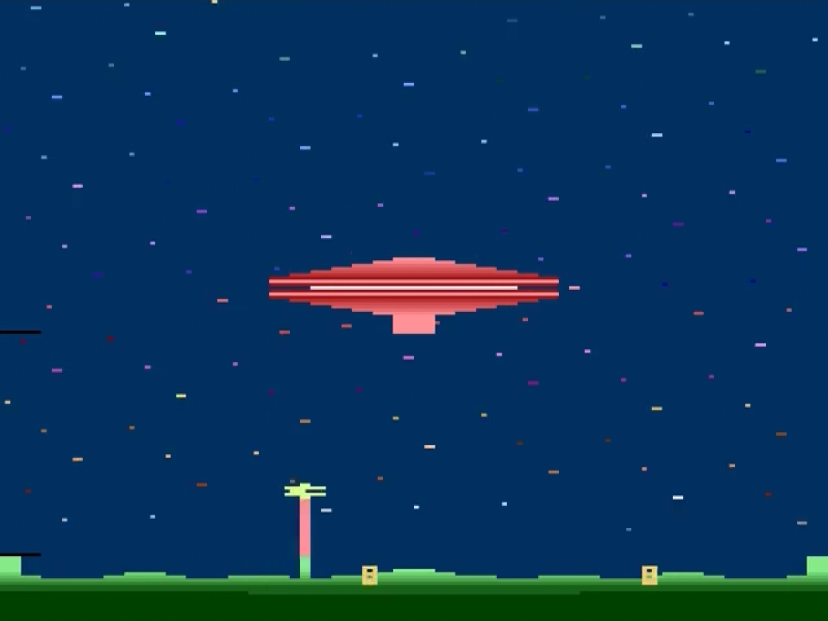 Cosmic Ark retro Atari 2600 video game featuring space shooter gameplay, alien combat missions, sci fi arcade action and classic Atari entertainment - gameplay