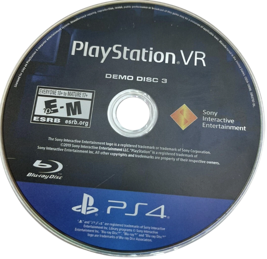 PlayStation VR Demo Disc 3 – PlayStation 4 (PS4) video game disc, virtual reality demo compilation