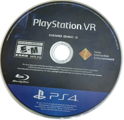 PlayStation VR Demo Disc 3 – PlayStation 4 (PS4) video game disc, virtual reality demo compilation