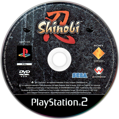 Shinobi [PAL Import] for PlayStation 2 (PS2) at Gamers INC, featuring the stylish and challenging revival of the legendary ninja franchise where you play as Hotsuma, master of the Oboro clan, wielding the soul-devouring blade Akujiki; utilize the lethal "Tate" system to chain rapid-fire kills and navigate a demon-infested Tokyo in this high-speed action classic, now available as a collectible European PAL region import disc