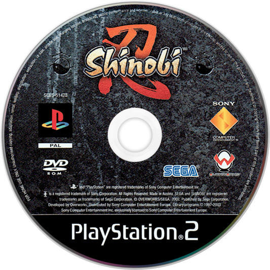Shinobi [PAL Import] for PlayStation 2 (PS2) at Gamers INC, featuring the stylish and challenging revival of the legendary ninja franchise where you play as Hotsuma, master of the Oboro clan, wielding the soul-devouring blade Akujiki; utilize the lethal "Tate" system to chain rapid-fire kills and navigate a demon-infested Tokyo in this high-speed action classic, now available as a collectible European PAL region import disc