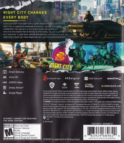 Cyberpunk 2077 – Xbox One (XONE) back of case for open-world action RPG set in a dystopian sci-fi future