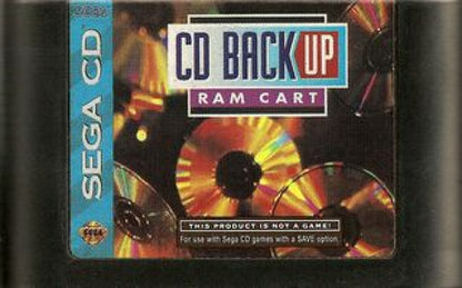 Sega CD Backup RAM Cart official Sega memory expansion cartridge for the Sega CD increases save storage capacity game save management accessory plugs into Genesis cartridge slot retro gaming hardware peripheral accessory for RPG and save heavy games cartridge