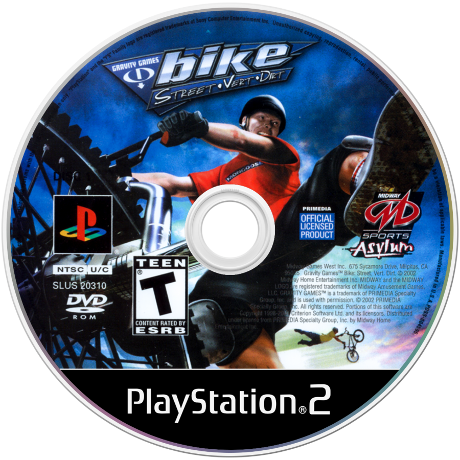 Gravity Games: Bike Street Vert Dirt disc art for Playstation 2 (PS2) video game