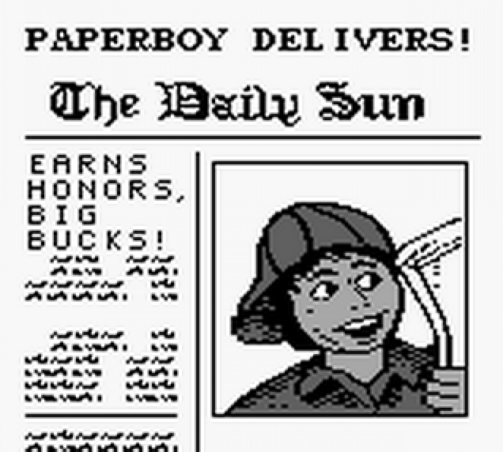 Paperboy title screen for Game Boy (GB) video game 