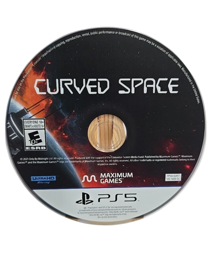 Curved Space PlayStation 5 arcade twin-stick shooter video game space spiders curved terrain interdimensional battles intense action synthwave soundtrack weapon power-ups campaign modes disc