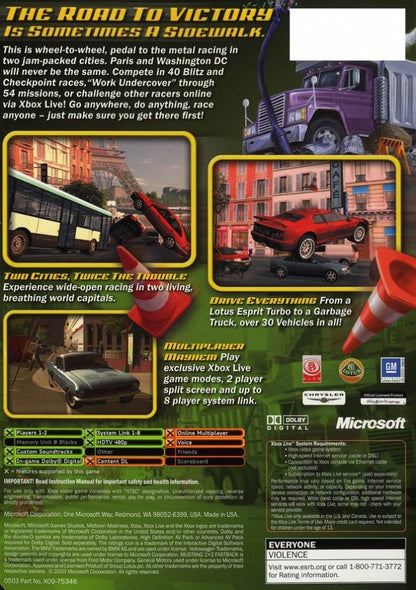 Midtown Madness 3 back cover art for Xbox (XBOX) video game
