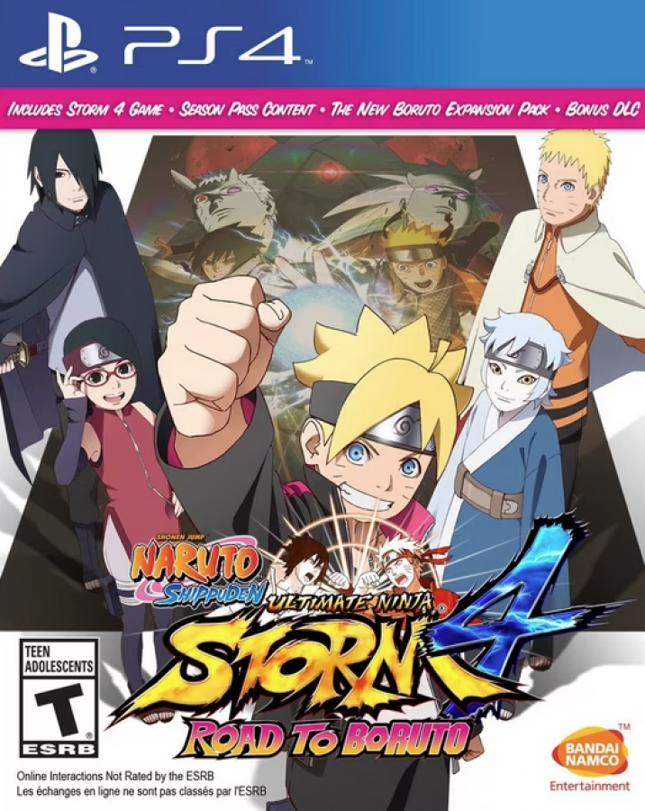 Naruto Shippuden: Ultimate Ninja Storm 4 Road to Boruto – PlayStation 4 (PS4) video game cover art, anime fighting game with ninja combat and story-driven battles