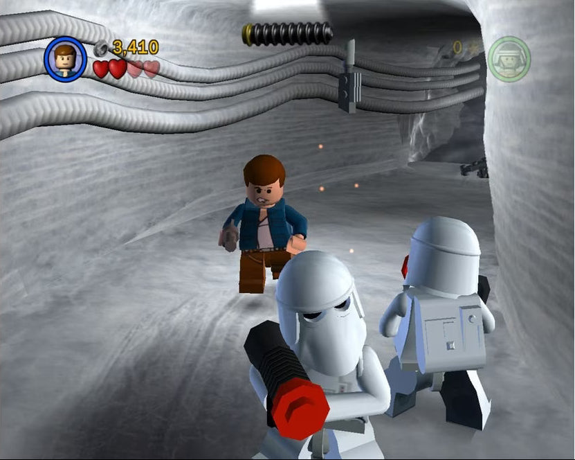 LEGO Star Wars Game Boy Advance GBA action-adventure video game brick-building based on Episodes I II III Jedi Siri battles vehicle sequences collectible studs gameplay screenshot