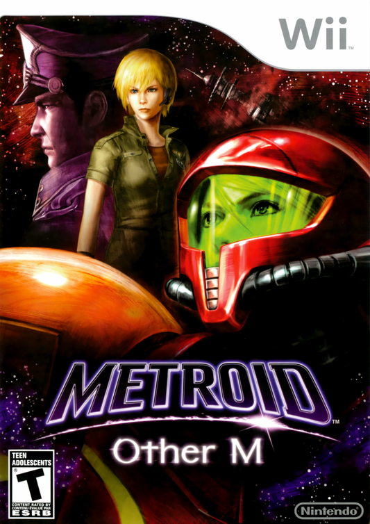 Metroid Other M retro Wii video game Metroid sci fi action adventure third person shooter space exploration bounty hunter combat cinematic gameplay console title Nintendo Wii release cover art