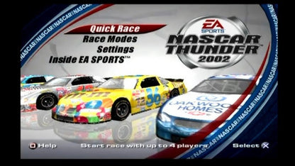 NASCAR Thunder 2002 – PlayStation 2 (PS2) stock car racing sports video game title screen