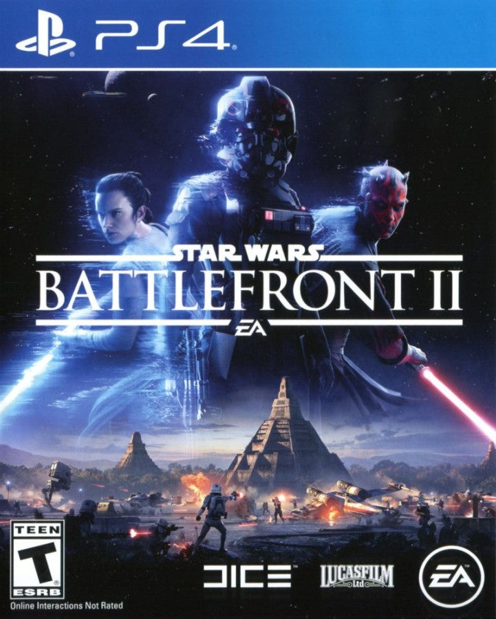 Star Wars: Battlefront II – PlayStation 4 (PS4) video game cover image, third-person and first-person shooter