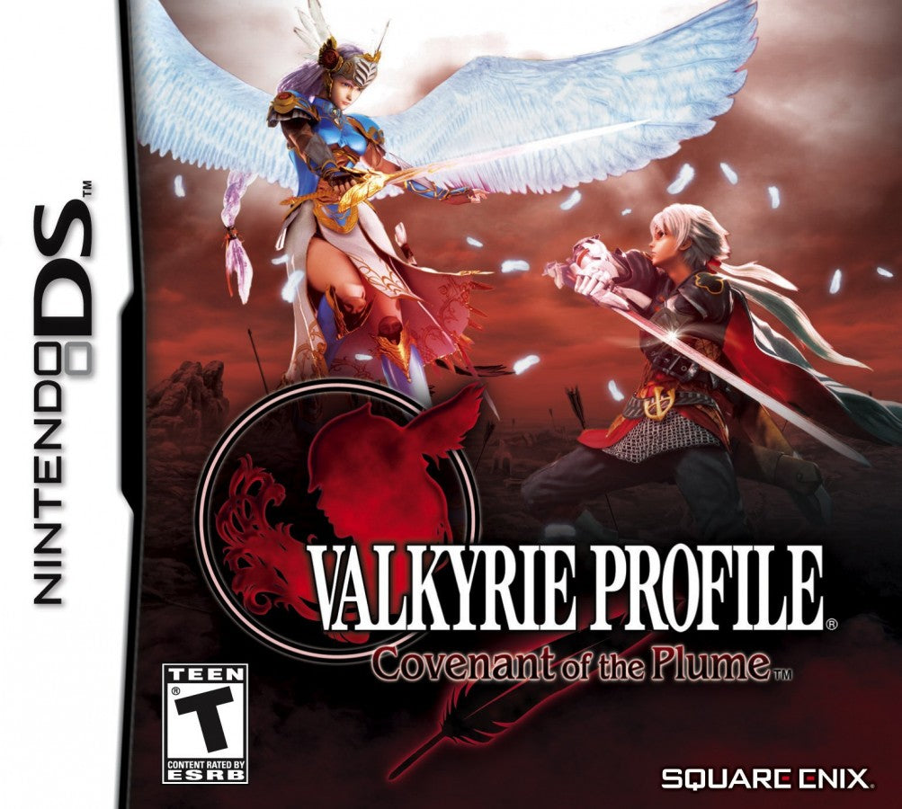 Valkyrie Profile Covenant of the Plume Nintendo DS game featuring tactical RPG gameplay with grid based battles branching story paths character sacrifice mechanics and strategic turn based combat in a dark fantasy setting cover