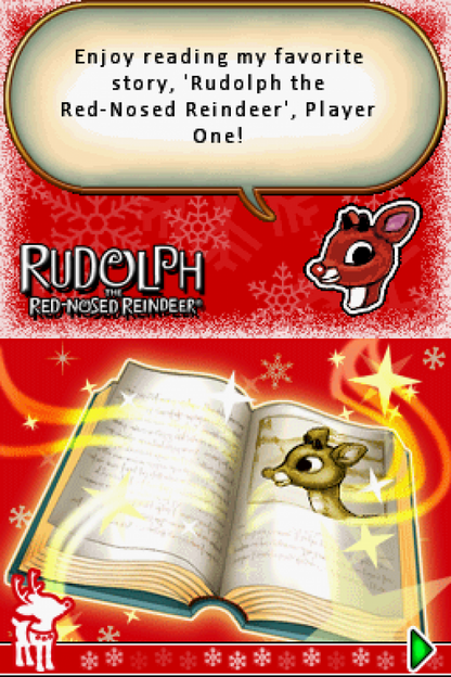 Rudolph the Red Nosed Reindeer Nintendo DS holiday family game Christmas adventure mini games story based gameplay kids friendly platformer festive winter themed casual gameplay touch screen stylus controls Nintendo DS software video game title gameplay 