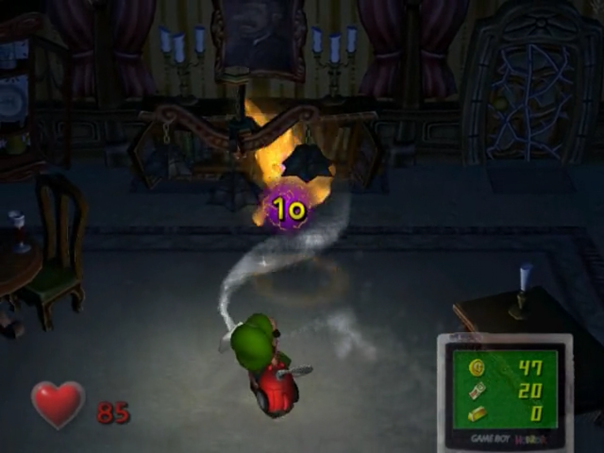 Luigi's Mansion gameplay for GameCube (GC) action-adventure horror video game