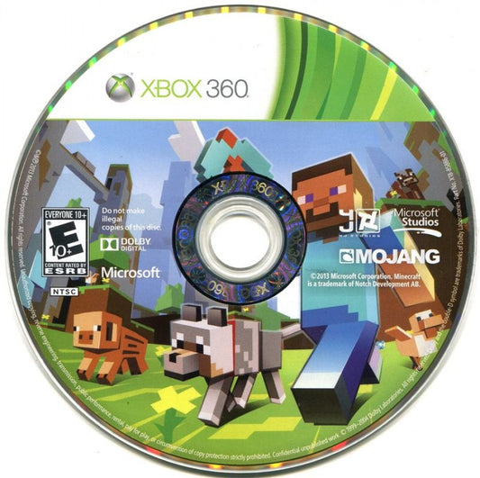 Minecraft [Xbox 360 Edition] disc for Xbox 360 (X360) sandbox survival crafting video game